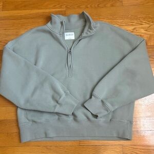 Abercrombie & Fitch Quarter-Zip Sweatshirt in Sage